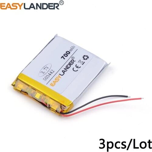 3pcs /Lot 503442 700mah 3.7v lithium Li ion polymer rechargeable battery for E-book Bluetooth Speaker toys Camera earphone MP3