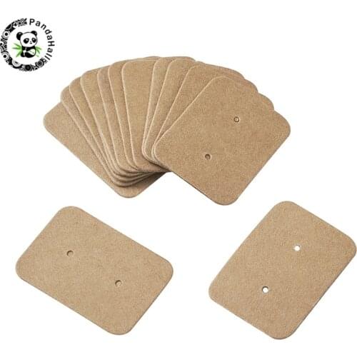 Pandahall 400 pcs Rectangle Earring Display Kraft Paper Price Tags for Jewelry Findings Display Black/Sienna/White 35x25x0.5mm