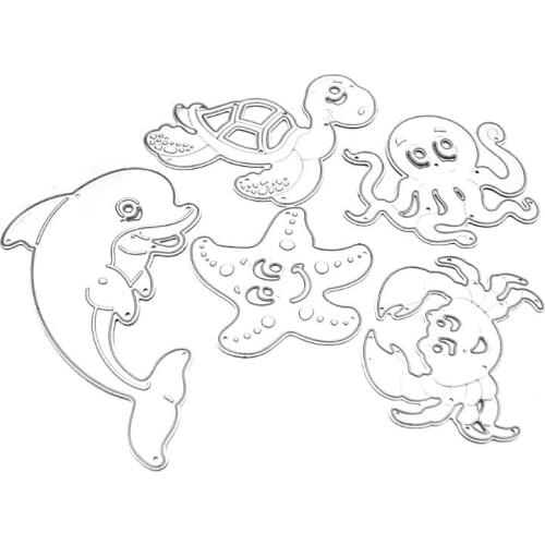 T3EC 5 Pcs Handicrafts DIY Marine Life Cutting Dies Metal Cutting Stencils for Scrapbooking Album Stamp Paper Card Embossing