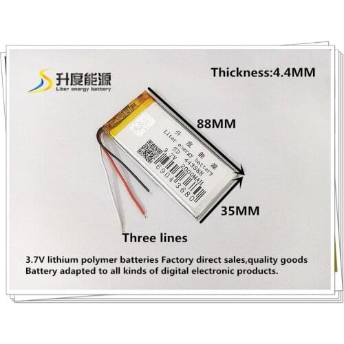 3.7V 2000mAH 443588 Polymer lithium ion / Li-ion battery for cell phone GPS e-book speaker dvd mp4 mp3