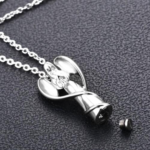 Angel Lady Stainless Steel Ashes Keepsake Holder Memorial Urn Necklace for Women Fairy Memorial Jewelry