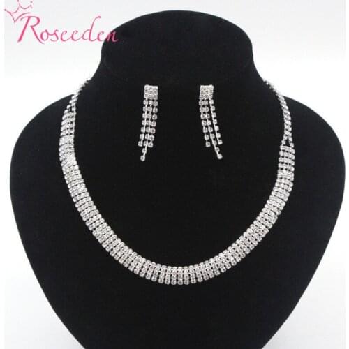 Free shipping trendy bridal jewelry set wedding 4 row rhinestone necklace set new RE862