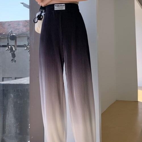 Alien Kitty 2021 New Brief Straight Solid High Office Lady Tie Dye All Match Elastic Waist Loose Long Wide Leg Pants Trousers