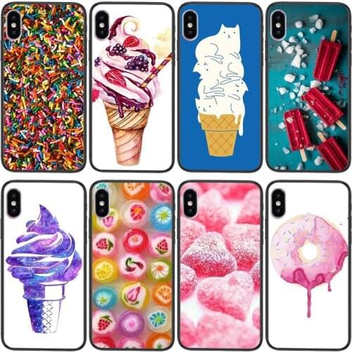 Colorful Ice Cream Macarons Acheter Black Coque Luxury Cell Cover 3D For Huawei Honor 10X Lite Case V40 Lite Play 5T 20 9S 9C 9X