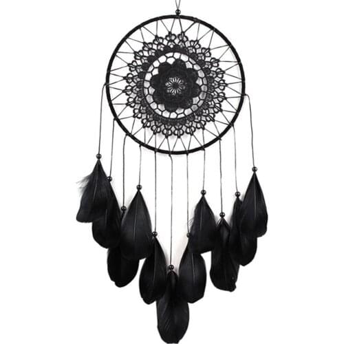 Black Decor Wind Chimes DREAMCATCHER DIY Handmade Wedding Decorations Holiday Gift New Year Hand Made High Quality Feather Dream