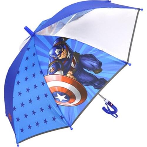 Disney Kids Umbrella for Boy Mickey Mouse Students Long Handle Umbrella Semi-automatic Spider Man Umbrella with Luminous