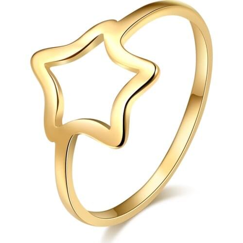 DOTIFI Creative Fashion Korean Temperament Rings 316L Stainless Steel Jewelry Hollow Five-Pointed Star Personality Ring R255