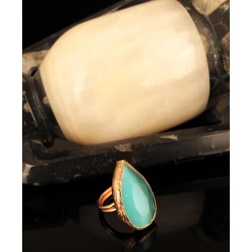 Dr Stone Natural Stone Women 'S Cat 'S Eye Stone Rose Gold Plated Ring KRB341