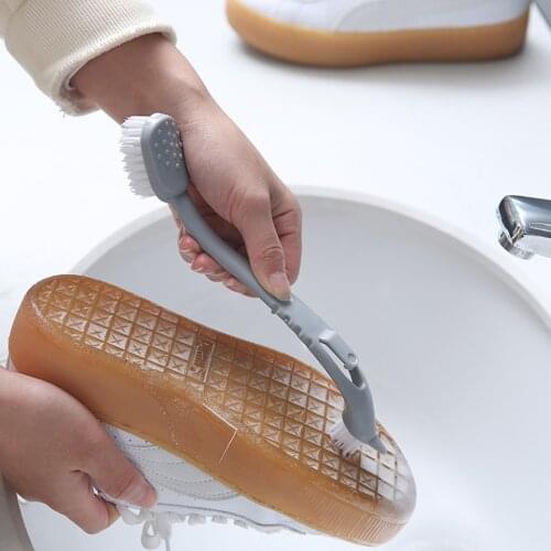 Double Side Shoes Cleaning Brush Tools Long Handle Plastic Household Cleaner Shoe Sneakers Washing Brushes