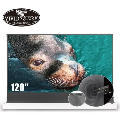 VIVIDSTORM Electric Tab-tensioned Floor Screen Perforate Acoustically Transparent ALR Material For HD 4K Home Cinema