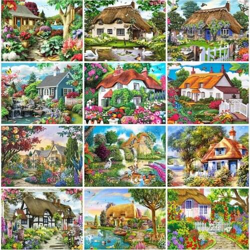 EverShine Diamond Embroidery House Diamond Painting Full Square Landscape Rhinestones Mosaic 5D DIY Garden Handmade Gift