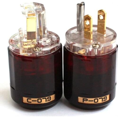 HIFI Oyaide C-079 P-079 US Power Plug 24k Gold Plated IEC Audio Connector Female-Male MATIHUR audio Transparent hifi DIY