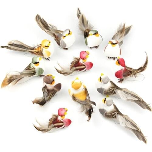 12 Pcs Artificial Foam Feather Simulation Bird Home Garden Wedding Decoration High Quality and Brand New
