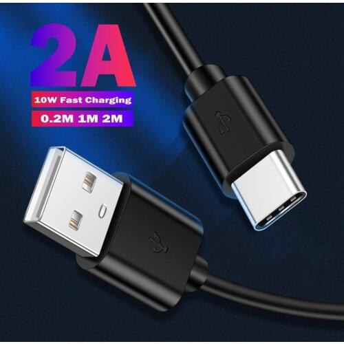 2M 1M 0.2M 2A USB Type C Cable USB C Wire For Huawei P20 Pro Samsung S20 Plus Xiaomi Redmi Note 8 Pro Fast Charging Data Cable