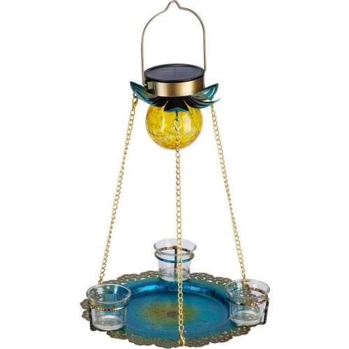 Bird Feeder Bird Waterer Hanging Solar Bird Feeder Tray With LED Light Waterproof Garden Decor Outdoor Indoor Bird Accessories