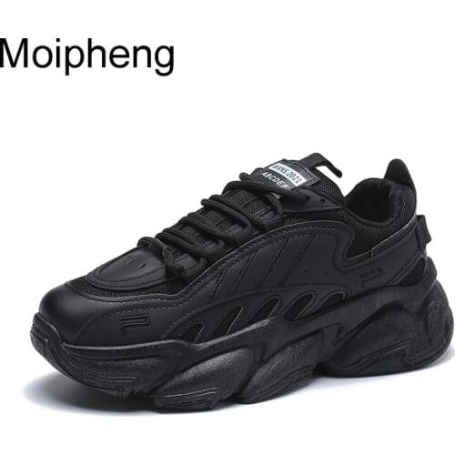 Moipheng Platform Shoes White Women Chunky Sneakers Lace-Up Vulcanize Shoes Reflective Fashion Dad Shoes Basket Tenis De Mujer