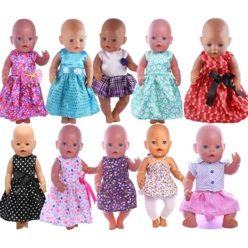 Doll Clothes 15 Colorful Dress With Bow Tie Fit 18 Inch American&43 Cm Baby New Born Doll Zaps Generation Christmas Girl`s Toy