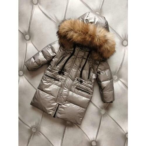 Real Fur Hood snow 2021 winter down jacket childrens overcoat girl down jackets child long thick outerwear duck down jackets