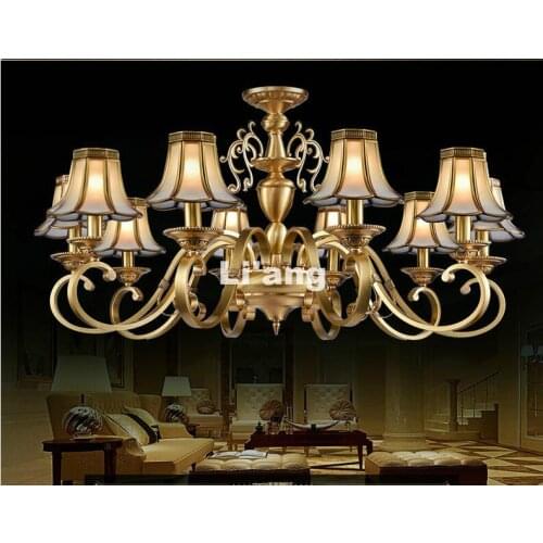 European Newly Brass Chandelier, Antique Brass Chandelier, Vintage Total Copper Glass AC110V/220V 100% Guaranteed Free Shipping