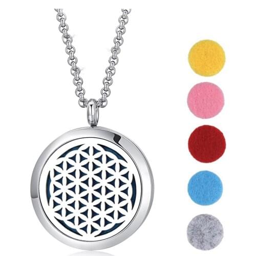 Legenstar 316L Stainless Steel Magnetic Flower of Life Aromatherapy Pendant 30mm Perfume Diffuser Necklace Fashion Jewelry
