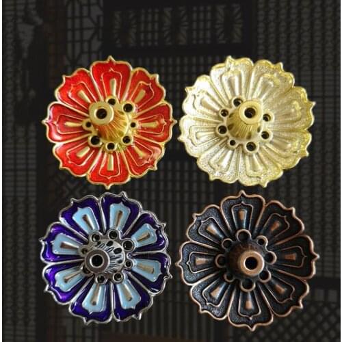 9-Hole Copper Incense Holder Mini Lotus Flower Incense Sticks Burner Cones Censer Buddhist Teahouse Home Decoration Accessories