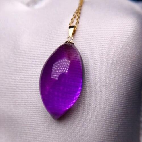 Genuine Natural Purple Amethyst Quartz Water Drop Pendant 24x13x10mm 18K Gold Women Men Amethyst Necklace Jewelry AAAAA