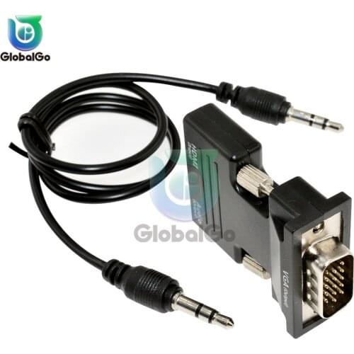HDMI Female to VGA Male Converter Audio Cable Length 51CM HDMI to VGA Cable Line Digital Analog HD 1080P For PC Laptop Tablet