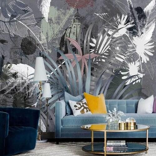 Custom 3D Wallpaper Nordic INS Retro Tropical Plants Abstract Southeast Asian Art Background Wall Mural Papel De Parede 3D Sala