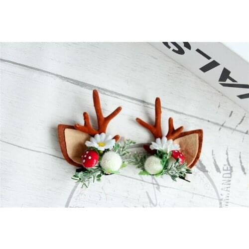 Christmas Hair Clips Cute Reindeer Ears Antlers Flowers Hairpins Stylish Hair Accessories for Women Girls