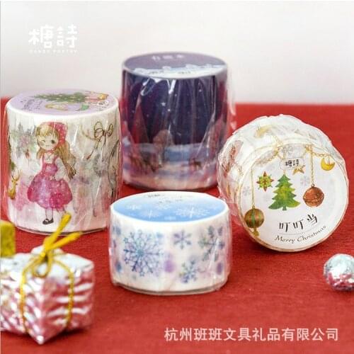 Christmas Decorative Washi Tape Set Saint Deer Gift Packing Xmas Japanese Paper Sticker Cute Washitape for Scrapbook Journaling