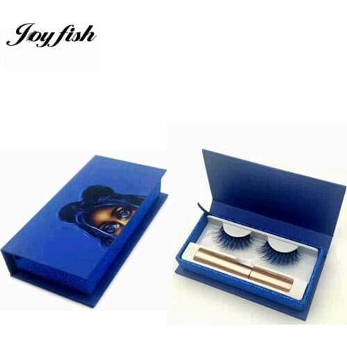 Blue Magnetic Eyelashes Eyeliner Gift Box Packaging 10 Magnet Faux Mink Eye Lash Extensions for Stage Cosplay Makeup