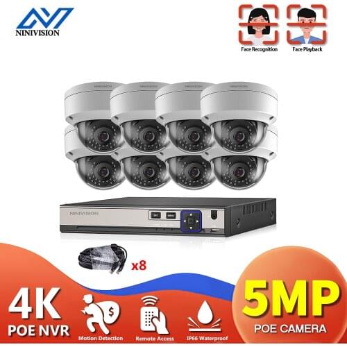 Face recognition Full HD 5.0MP 8CH POE NVR 48V CCTV System 5MP HD Outdoor IP Camera 8CH 5MP PoE Security Camera Kit HDMI VGA P2P