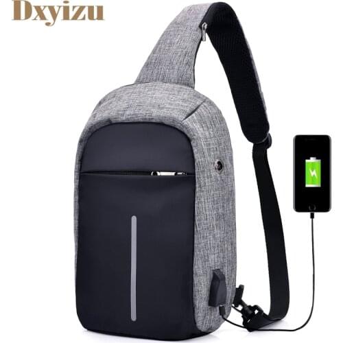Mens USB Charging Fashion Waterproof Crossbody Bags Men Casual Messenger Bag Small Brand Designer Chest Pack Male Shoulder Bag