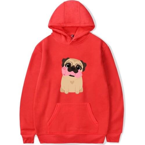 Rholycrown Hoodies Men women Pug Hoodie Men Cotton pullovers Printing Sweatshirt Pug Hoodies women Red Sweatshirts XXS-4XL