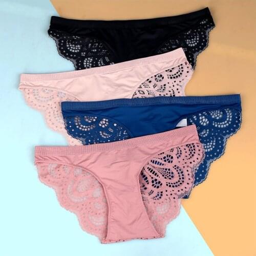 3Pcs Womens Invisible Seamless Bikini Underwear Sexy Lace Panties Cotton Lingerie Amazing Briefs Half Back Coverage Panties