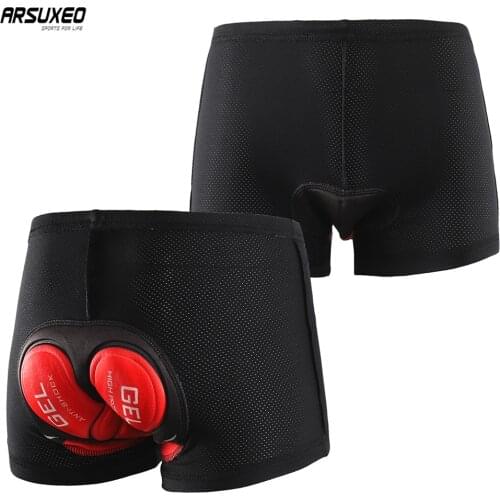 ARSUXEO Men Cycling Underpants With 3D Gel Pad Shockproof MTB Bike Underwear Mountain Bicycle Shorts High Elasticity Breathable