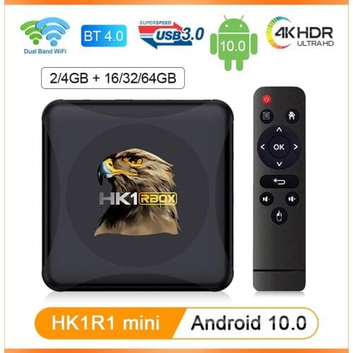 HK1 RBOX R1 Mini Smart TV Box Android 10 Tv Box 4G 64GB RK3318 Google Play 2.4G/5G Wifi HK1 BOX Media Player Set Top Box 2G 16G