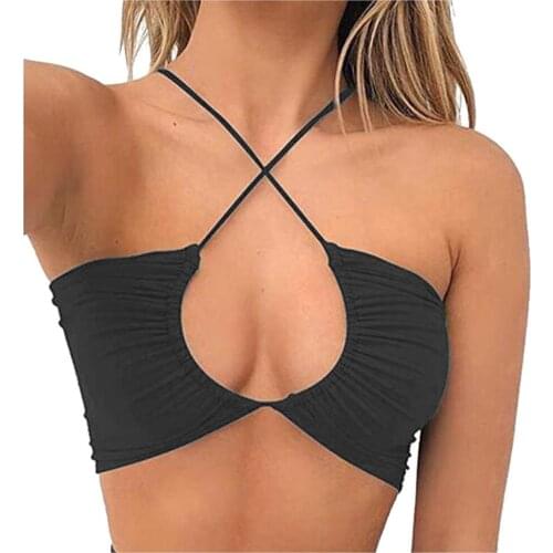 Crop top Strap Women Sleeveless Spaghetti Sexy tops Vest Halter Female U Neck Clubwear E-girl Style Backless Underwear Pure Tank