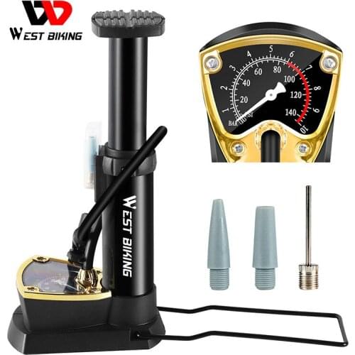 Bicycle foot pump with barometer high pressure portable mountain bike pump basketball electric bicycle pump