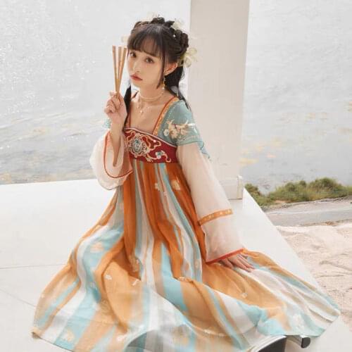 Spring/Autumn Japanese Sweet Girl Cute Kawaii Girl Lolita Style Dress Chinese Element Hanfu Splicing Exotic Elegant Lolita Dress