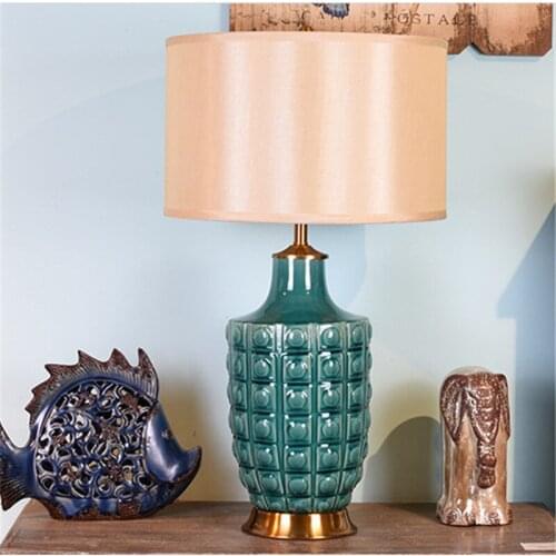 Chinese Style Blue Jingdezhen Ceramic Table Lamp For Bed Room Bedside Living Room Foyer Study Desk Reading Night Light LD158