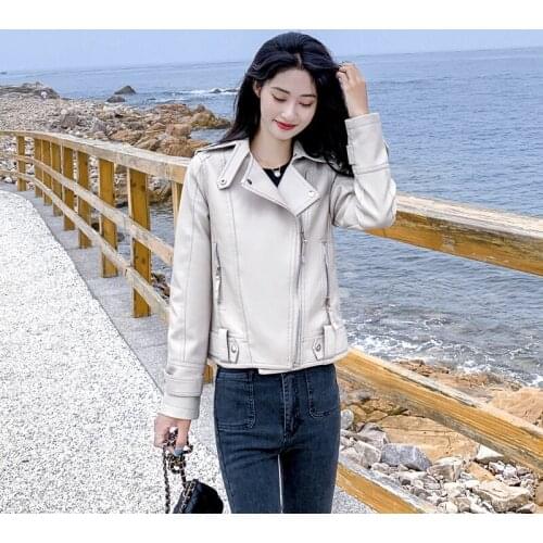 Women Faux Leather Jacket Hot Sale Pu Faux Zipper Short Coats Slim England Streetwear Korea Ladies Outerwear