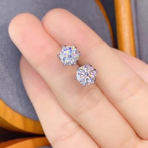 Hot exquisite round Moissanite stud earrings for women gift 6.5x6.5mm size shiny gem real 925 silver birthday gift