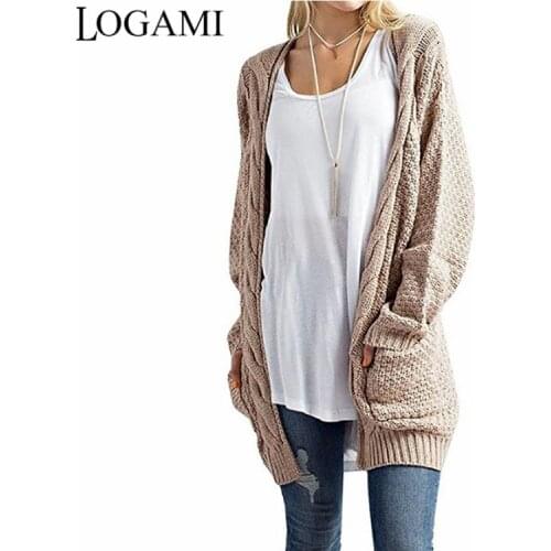 LOGAMI Long Cardigan Women Long Sleeve Knitted Sweater Cardigans Autumn Winter Womens Sweaters 2017 Jersey Mujer Invierno