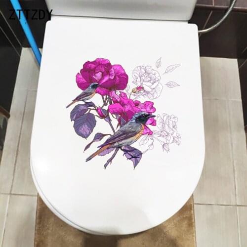 ZTTZDY 22.5×22.1CM Gorgeous Purple Flower Branch Room Wall Stickers Home Bathroom Toilet Decoration T2-1515