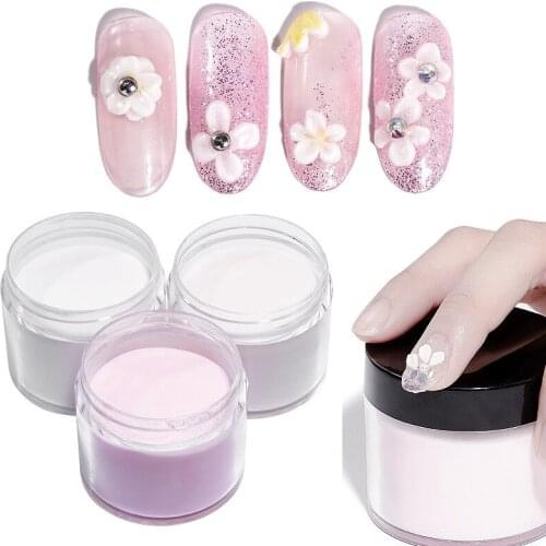 10ml/Bottle Acrylic Powder For Nails Art Polymer Tips Builder Design 3Colors(Pink/Clear/White) Nail Professional Acrylic Powders