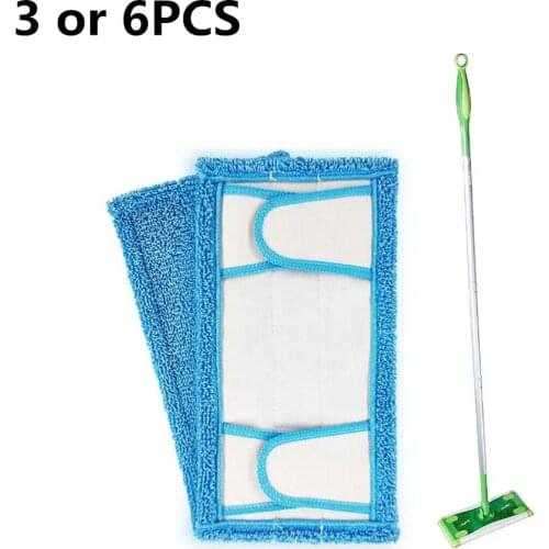 3 or 6PCS Microfiber Hardwood Floor Mop Pad Wet and Dry Flip Washable Reusable for Swiffer Sweeper Mop