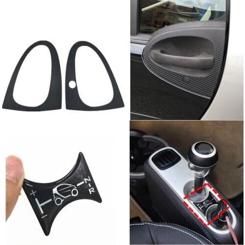 3D Carbon Fiber Door Handle Cover 3D Gel Gear Shift Knob Panel Protector Car Sticker For Benz Smart Fortwo 451 Brabus 2007-2014