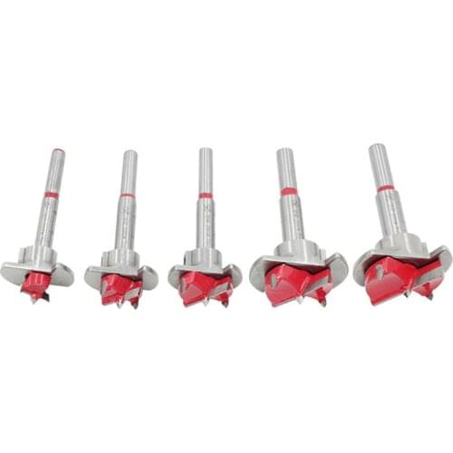 Positioning Woodworking Hole Set Carbide Flat Wing Drill Adjustable Hinge Reamer 15-35mm Wooden Box 5pc