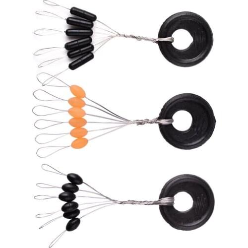 60pcs=10Groups Float Black Rubber Stopper Oval Bean Space Fishing Float Bobber Stopper Beans Space Fishing Tackle Accessories